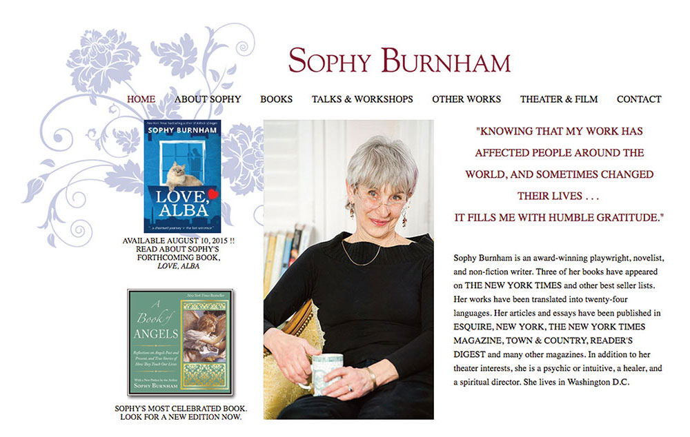 website design for writer Sophy Burnham